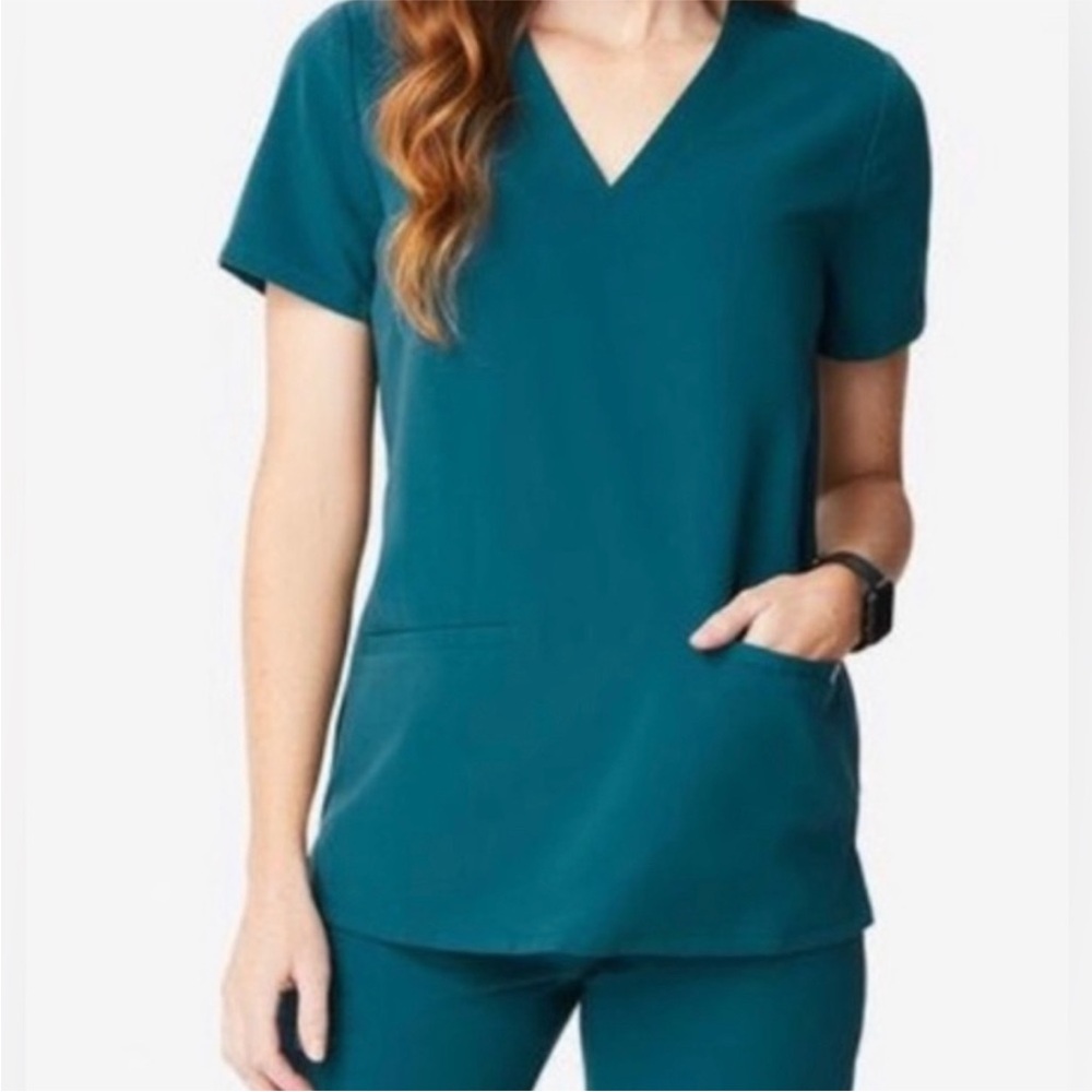 Figs Casma Three- pocket scrub top-  limited edition Caribbean blue